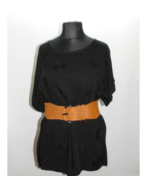 Elegancka tunika o luźnym fasonie - czarna haftowane koła